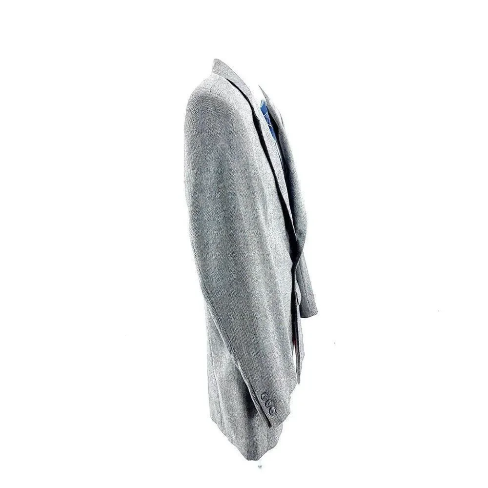 Alan Flusser Silk Worsted Wool Gray Herringbone 2 Button‎ Blazer 40R